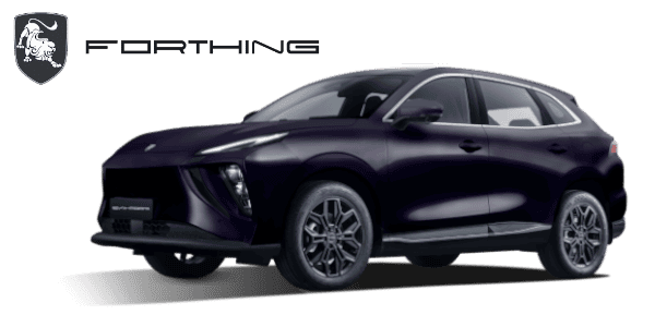 Черен Forthing Fengon 2 SUV, страничен изглед, автомобилна снимка.